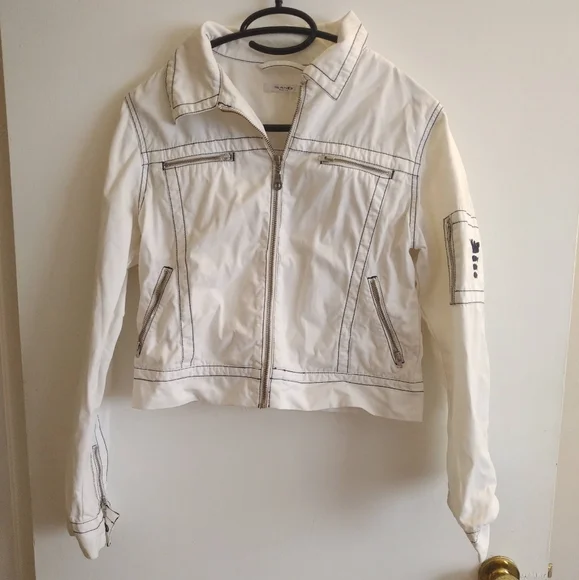 Sand White cotton jacket summer light zipper pockets 4 6 Island Cruise Vacation - Picture 10 of 15